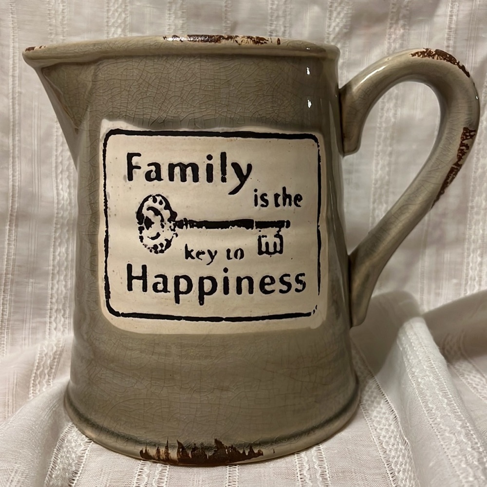 SET Farmhouse Measuring Cup Spoons MAD HUNGRY Acacia Wood in CERAMIC PITCHER